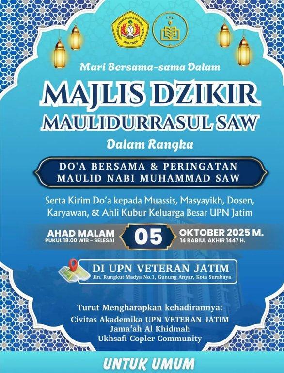 Surabaya - Majlis Dzikir Maulidurrasul SAW Kirim Do'a Keluarga Besar UPN Jatim